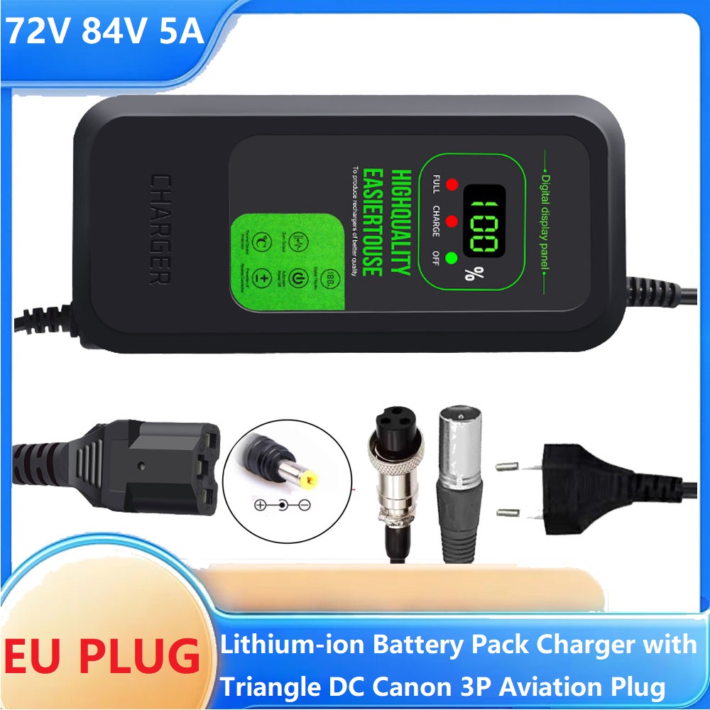 84V 20A Smart Charger - 72V 5A Ladegerät für Lithium-Ionen-Akkupack, 84V
